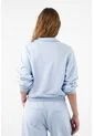 Tennis Buzo Para Mujer En Algodón Azul Cielo Fit Relajado Con Media Cremallera de Tennis