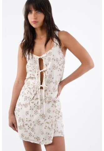 Tennis Camisa Para Mujer En  Marfil Fit Relajado Con Lazos Frontales Tennis