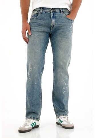 Tennis Jean Recto Con Efecto Salpicado Azul Para Hombre Tennis