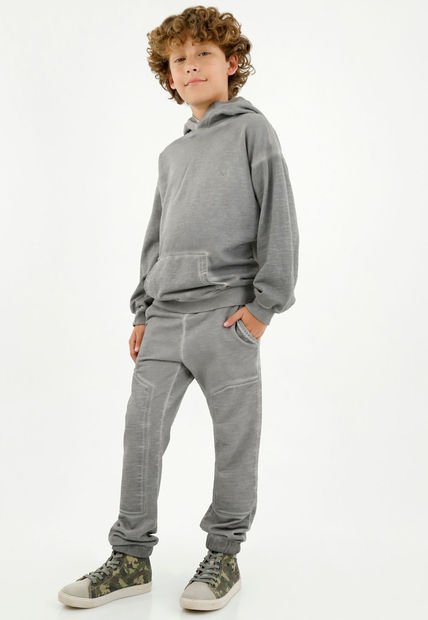 Buzo Tipo Hoodie Gris Para Niño