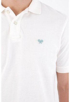 Tennis Polo Clásico Con Bordado De Raquetas En Algodón Blanco Para Hombre