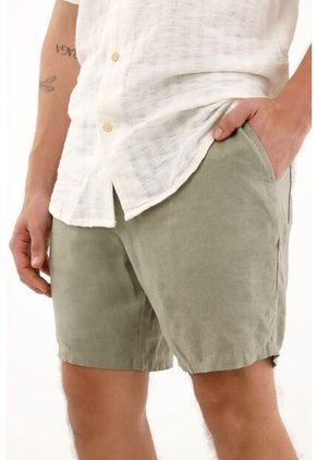 Tennis Bermuda Chino En 100% Lino Verde Para Hombre