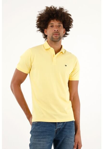 Tennis Polo Amarilla Con Raqueta Bordada Para Hombre