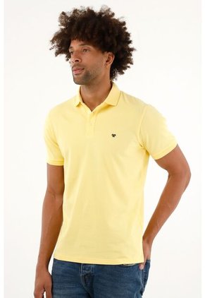 Tennis Polo Amarilla Con Raqueta Bordada Para Hombre