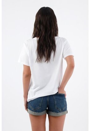 Tennis Camiseta Mujer Algodón Blanco Fit Relajado Con Cerezas