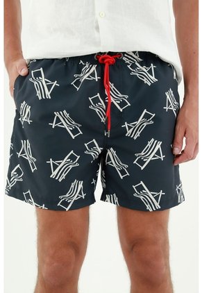 Pantaloneta De Baño Azul Estampada