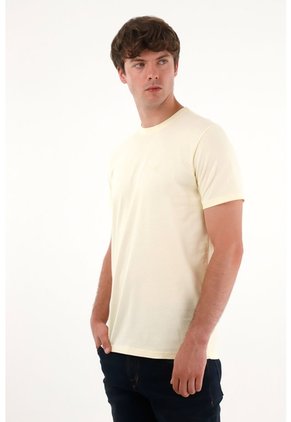 Camiseta Manga Corta En 100% Algodón Amarilla Para Hombre