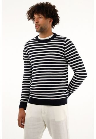 Tennis Buzo Azul Con Diseño A Rayas Para Hombre Tennis