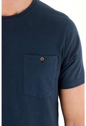 Tennis Camiseta Azul Con Bolsillo De Parche Para Hombre