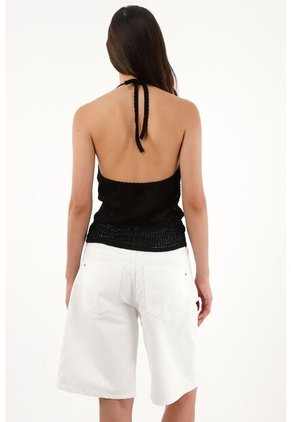 Tennis Camiseta De Tejido Abierto Negra Para Mujer