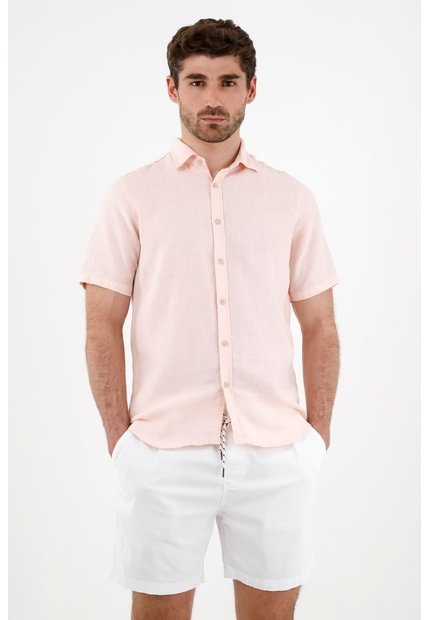Camisa En Lino Rosada Para Hombre