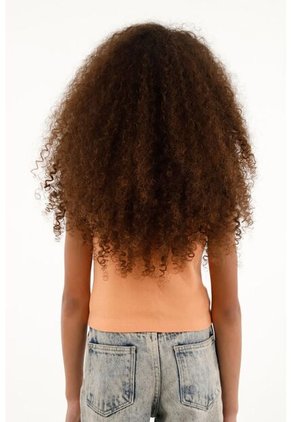 Camiseta Naranja En Rib Para Niña