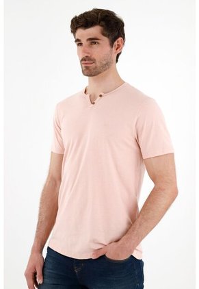 Camiseta Rosado Manga Corta Para Hombre