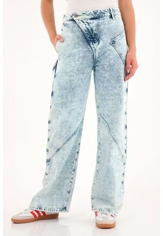 Tennis Jean Wide Leg Azul Tiro Alto Para Mujer Tennis