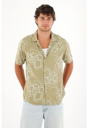 Tennis Camisa Tipo Bowling Estampada Con Textura Ligera Para Hombre