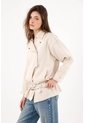 Tennis Cazadora Fit Relajado Con Cinturón De Algodón Beige Para Mujer de Tennis
