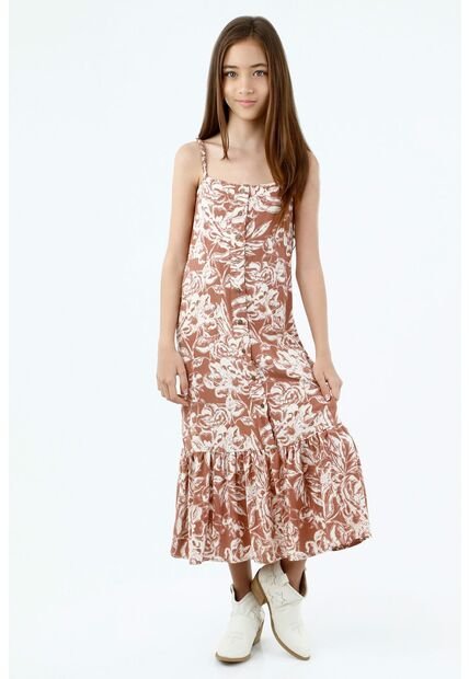 Vestido Para Niña Tennis, Largo Y Estampado Flores