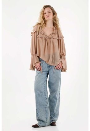 Tennis Camisa En Tela Chifón Con Boleros Rosada Para Mujer