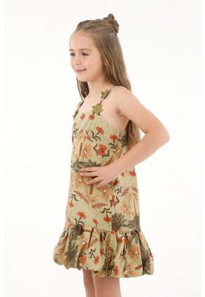 Vestido Corto Con Estampado De Flores Para Niña