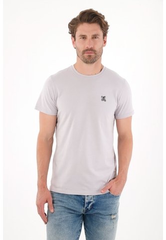 Tennis Camiseta Con Cuello Redondo En Rib Gris Para Hombre Tennis