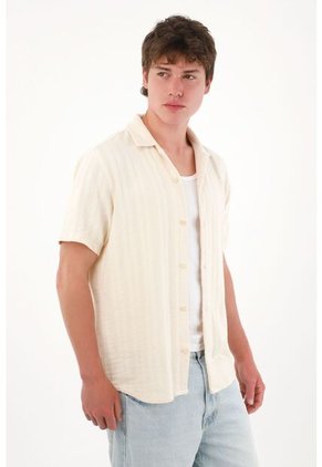 Tennis Camisa Tipo Bowling A Rayas Crudo Para Hombre