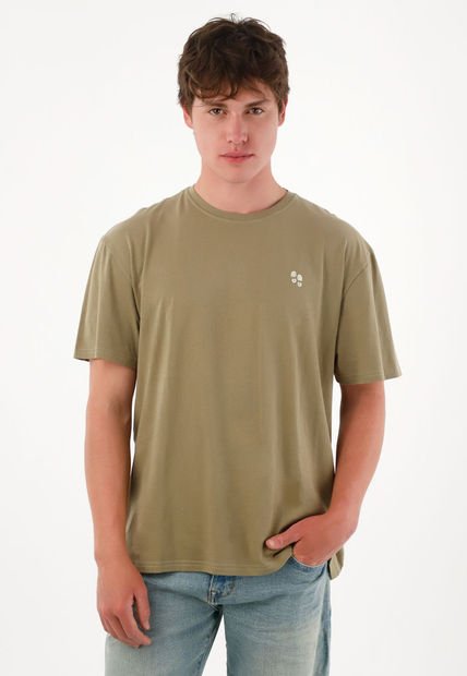 Camiseta Básica Estampada En Espalda Verde Para Hombre