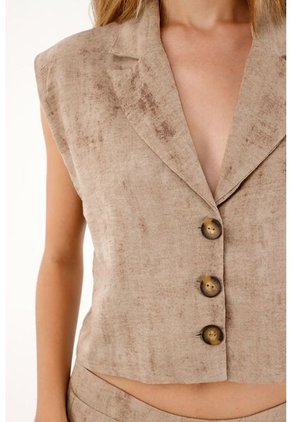 Tennis Chaleco Crop De Silueta Recta Café Para Mujer