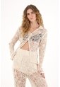 Camisa Manga Larga En Tela Tejida Crudo Para Mujer de Tennis