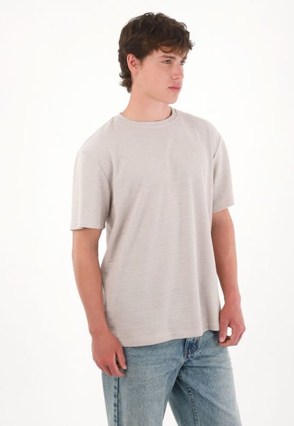 Camiseta Básica De Tela Con Textura Café Para Hombre