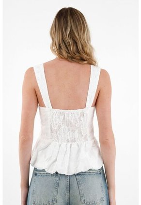 Tennis Camisa Crudo Con Bordado De Flores A Tono Para Mujer