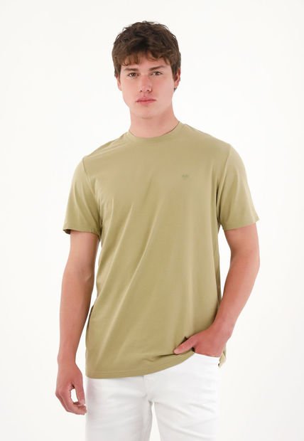 Camiseta Básica Con Mini Print Verde Para Hombre
