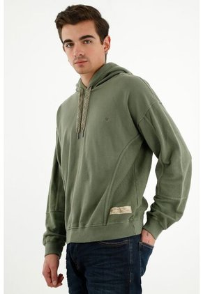 Buzo Tipo Hoodie Verde Para Hombre