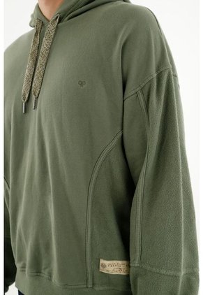 Buzo Tipo Hoodie Verde Para Hombre