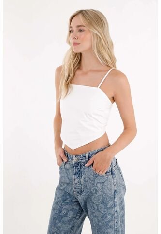 Tennis Camisa Crop En Popelina Blanca Para Mujer Tennis