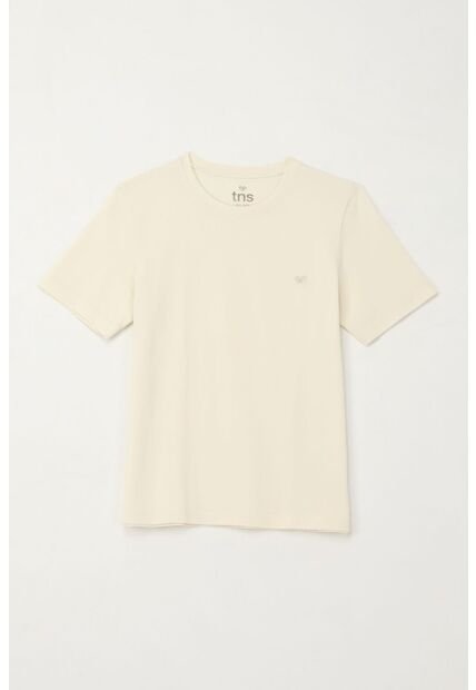 Camiseta Básica Con Raqueta Bordada Crudo Para Niño