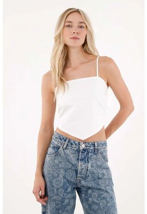 Tennis Camisa Crop En Popelina Blanca Para Mujer