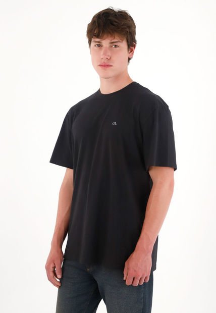 Camiseta Básica Estampada En Espalda Negro Para Hombre