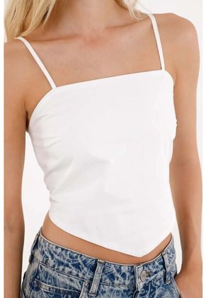 Tennis Camisa Crop En Popelina Blanca Para Mujer