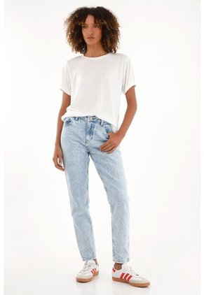 Tennis Jean Mom Tiro Alto Tono Medio Claro Para Mujer