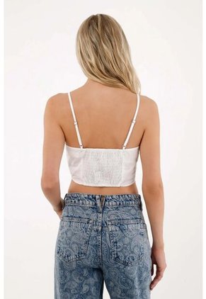 Tennis Camisa Crop En Popelina Blanca Para Mujer