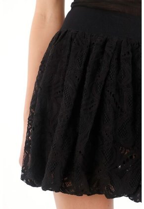 Tennis Falda Corta Abombachada Negra Para Mujer