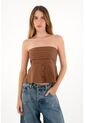 Tennis Camisa Strapless De Botones Café Para Mujer de Tennis