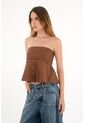 Tennis Camisa Strapless De Botones Café Para Mujer de Tennis