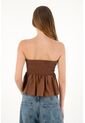 Tennis Camisa Strapless De Botones Café Para Mujer de Tennis