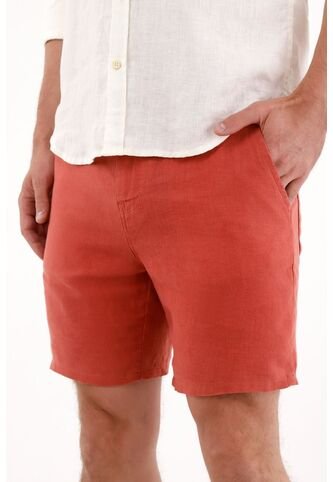 Tennis Bermuda En 100% Lino Naranja Para Hombre Tennis