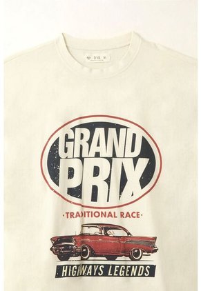 Tennis Camiseta Oversize Con Estampado Crudo Para Mujer