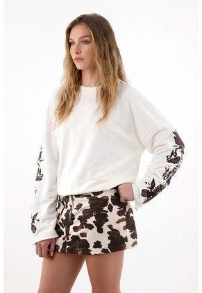 Tennis Buzo Manga Amplia Con Bordados Crudo Para Mujer