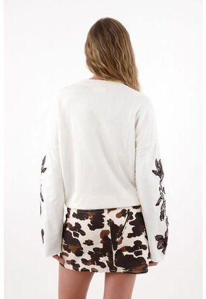 Tennis Buzo Manga Amplia Con Bordados Crudo Para Mujer