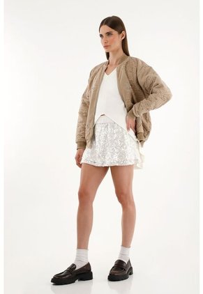 Tennis Falda Crudo Con Diseño En Lentejuelas Para Mujer