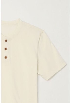 Camiseta Cuello Redondo Con Botones Crudo Para Niño